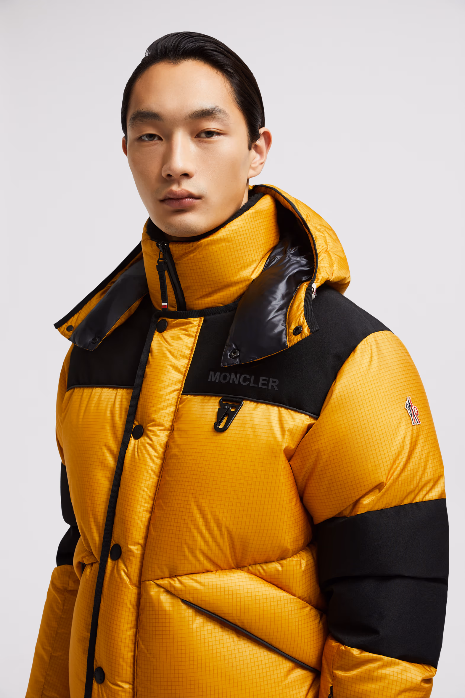 Albiez Hooded Down Ski Jacket Men Black & Yellow Moncler 4